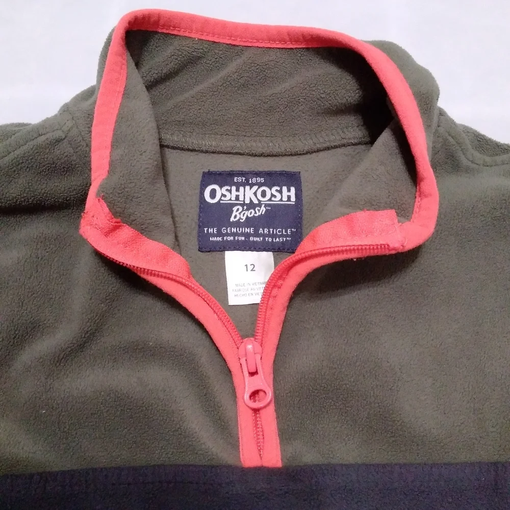 Oshkosh Fleece Pullover Boys 12 Gray Geen Orange